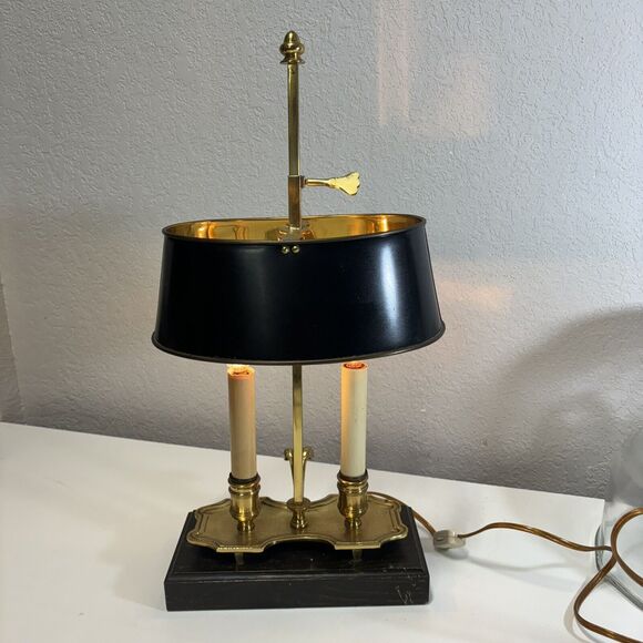 portable lamp Other - Black Shade Bouillette Lamp 2 Candlestick Lights Gold Brass Tone